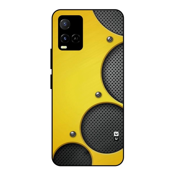 Black Net Yellow Metal Back Case for Vivo Y21 2021