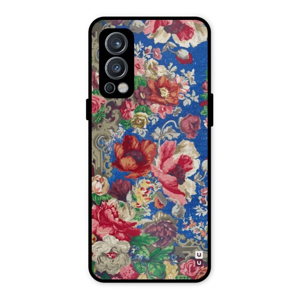 Block Printed Flowers Metal Back Case for OnePlus Nord 2 5G