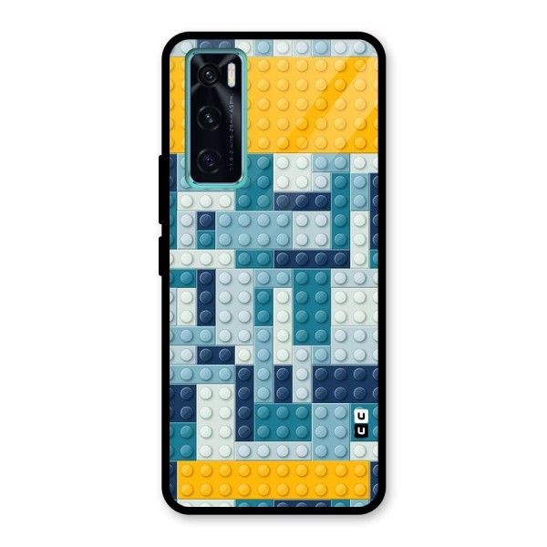 Blocks Blues Glass Back Case for Vivo V20 SE