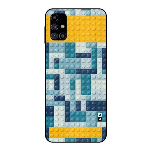 Blocks Blues Metal Back Case for Galaxy M31s