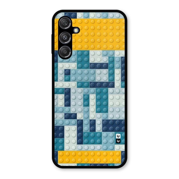 Blocks Blues Metal Back Case for Galaxy M34 5G
