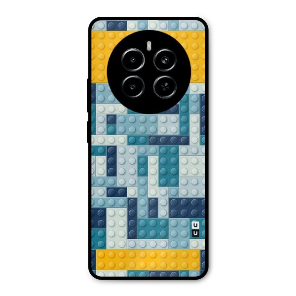 Blocks Blues Metal Back Case for Realme P1