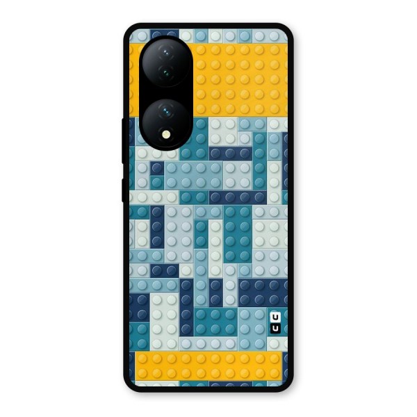 Blocks Blues Metal Back Case for Vivo T2