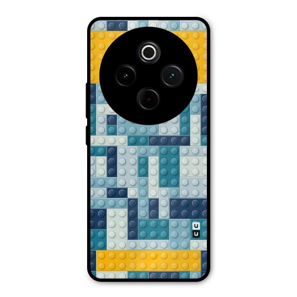 Blocks Blues Metal Back Case for Vivo T4