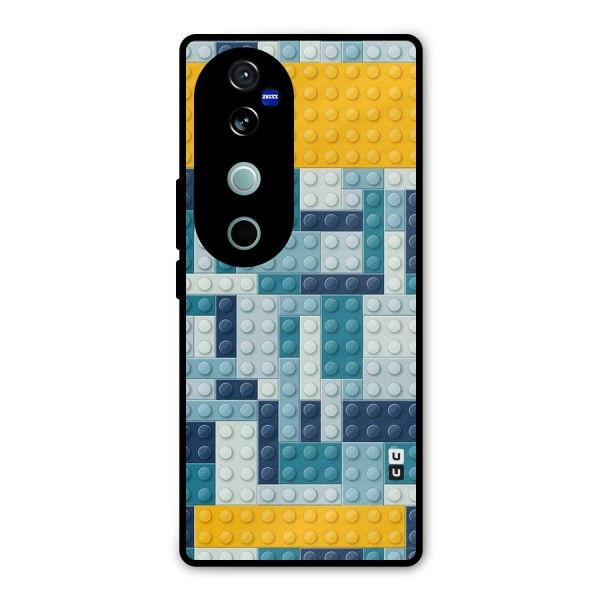 Blocks Blues Metal Back Case for Vivo V40 Pro