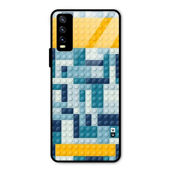 Blocks Blues Metal Back Case for Vivo Y20i