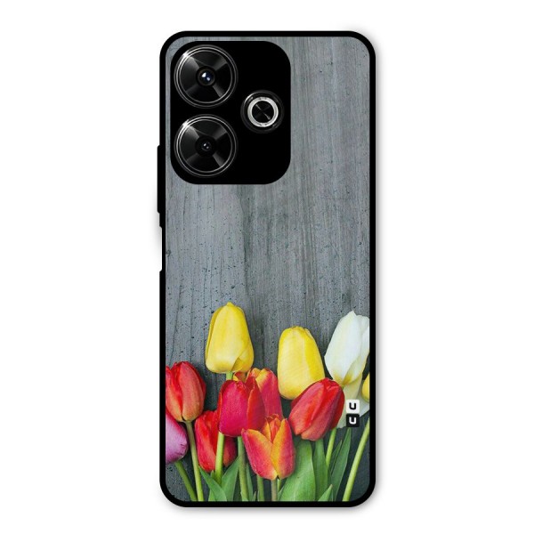 Bloom Grey Metal Back Case for Poco M6 Plus