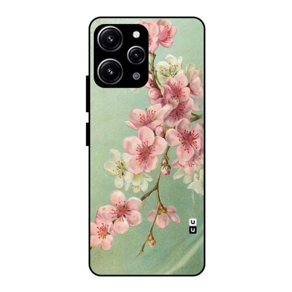 Blossom Cherry Design Glass Back Case for Redmi 12 4G