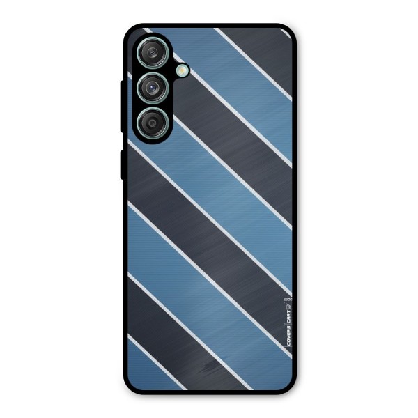 Blue Black Stripes Metal Back Case for Galaxy M55 5G