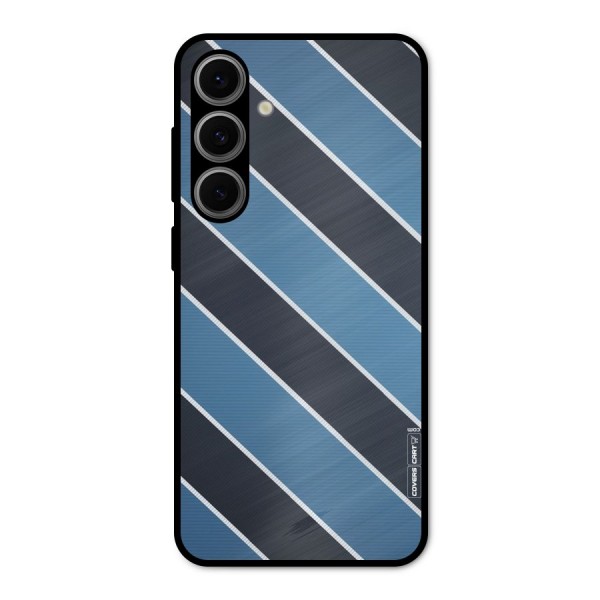 Blue Black Stripes Metal Back Case for Galaxy S24 FE