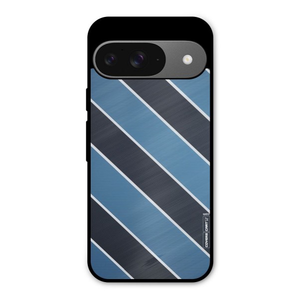Blue Black Stripes Metal Back Case for Google Pixel 9