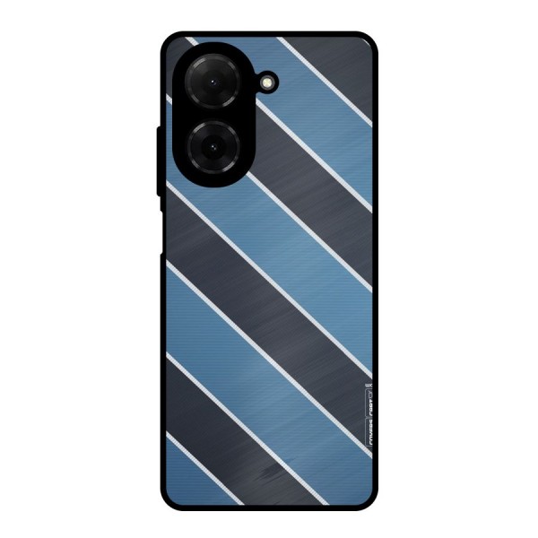 Blue Black Stripes Metal Back Case for Poco C71