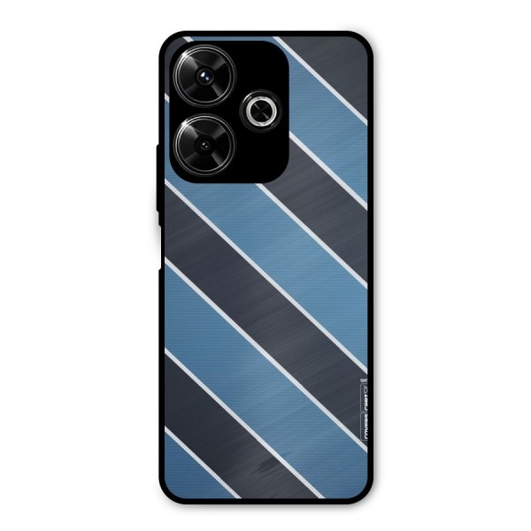 Blue Black Stripes Metal Back Case for Poco M6 Plus