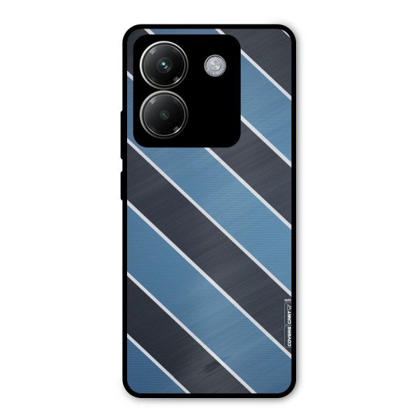 Blue Black Stripes Metal Back Case for Poco M7 Pro 5G