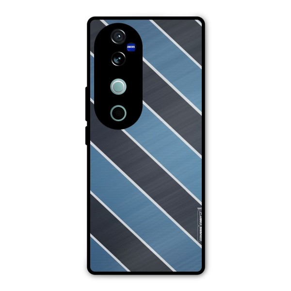 Blue Black Stripes Metal Back Case for Vivo V40 Pro