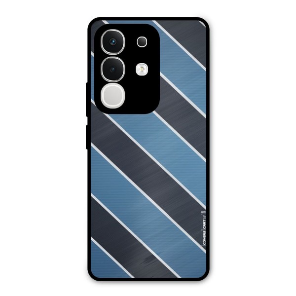 Blue Black Stripes Metal Back Case for iQOO Z10x