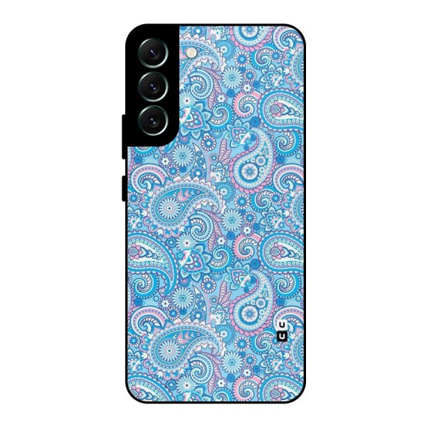 Blue Block Pattern Metal Back Case for Galaxy S22 Plus 5G