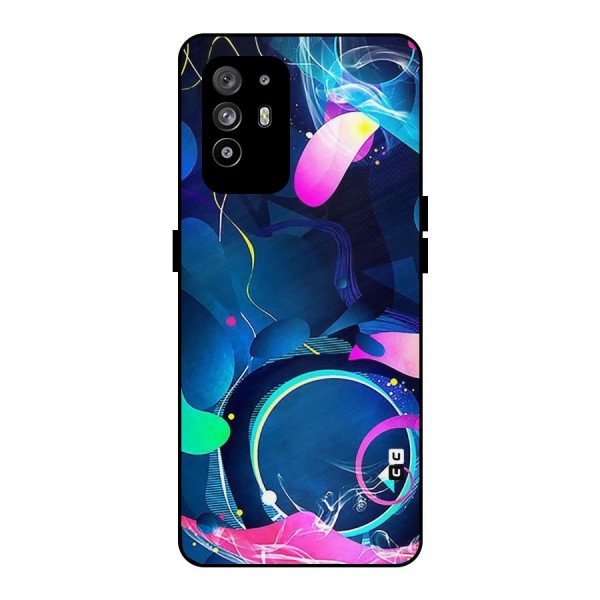 Blue Circle Flow Metal Back Case for Oppo F19 Pro Plus 5G
