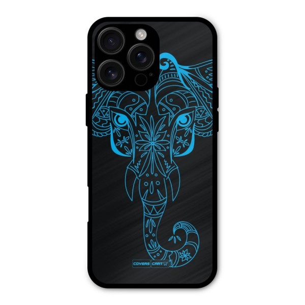 Blue Elephant Ethnic Metal Back Case for iPhone 16 Pro Max