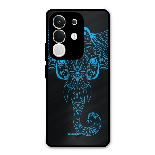 Blue Elephant Ethnic Metal Back Case for iQOO Z10x