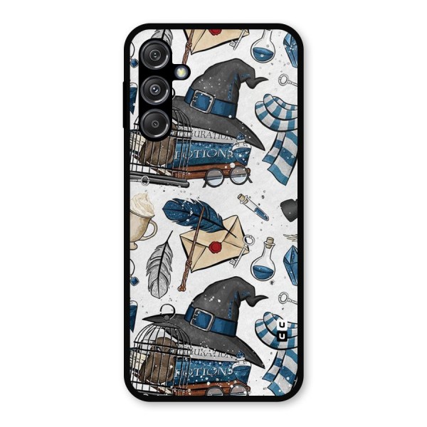 Blue Feather Hat Design Metal Back Case for Galaxy M34 5G