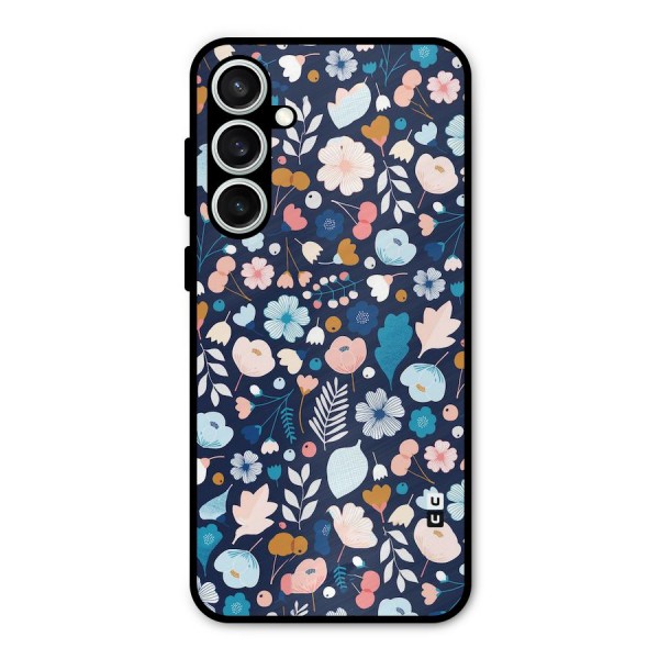 Blue Floral Metal Back Case for Galaxy S23 FE