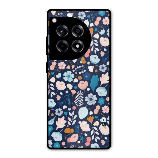 Blue Floral Metal Back Case for OnePlus 12R