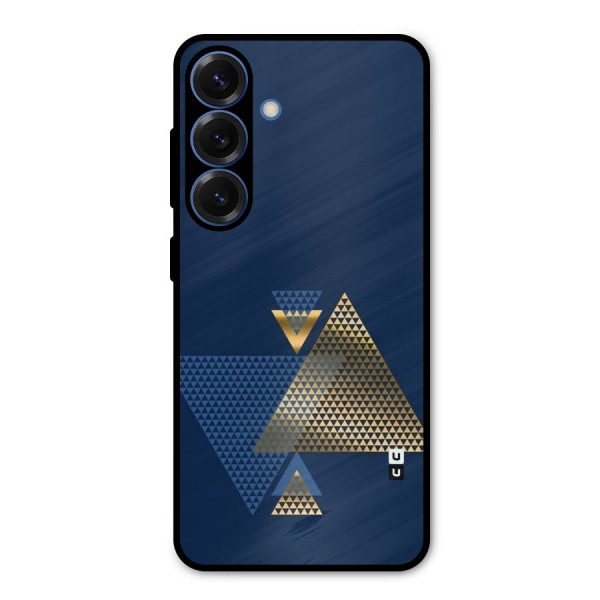Blue Gold Triangles Metal Back Case for Galaxy S25