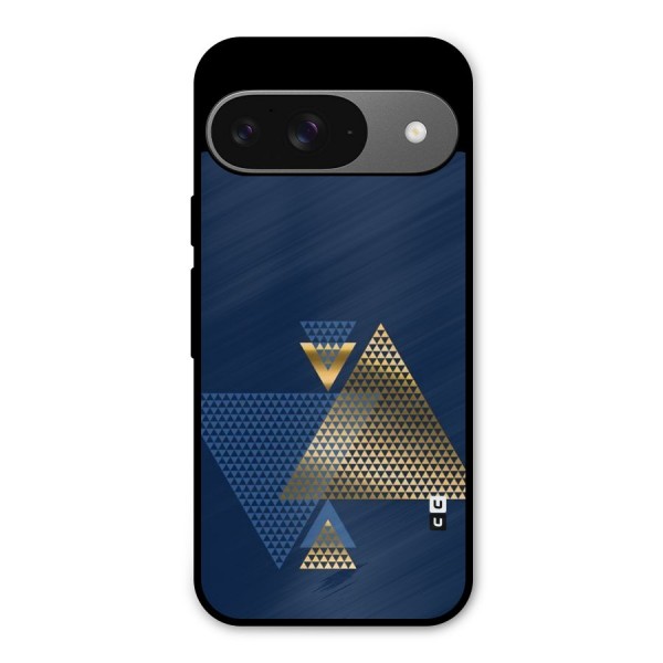 Blue Gold Triangles Metal Back Case for Google Pixel 9
