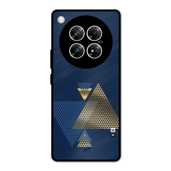 Blue Gold Triangles Metal Back Case for Infinix Zero 40 5G