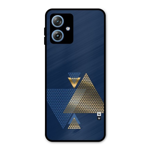 Blue Gold Triangles Metal Back Case for Moto G54