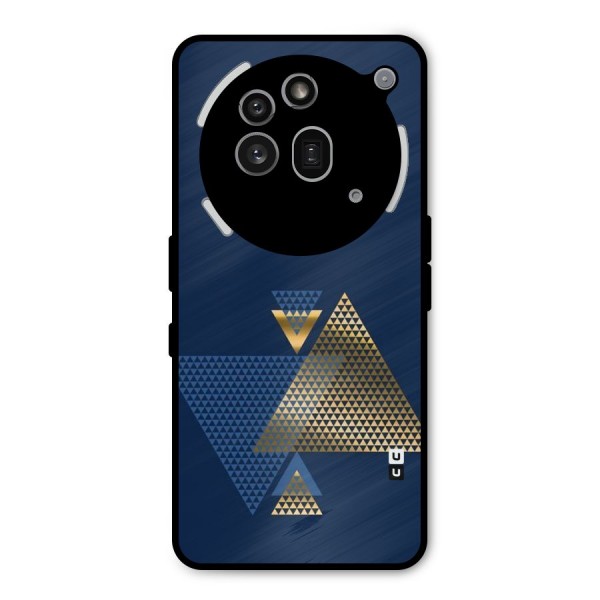 Blue Gold Triangles Metal Back Case for Nothing Phone 3a Pro