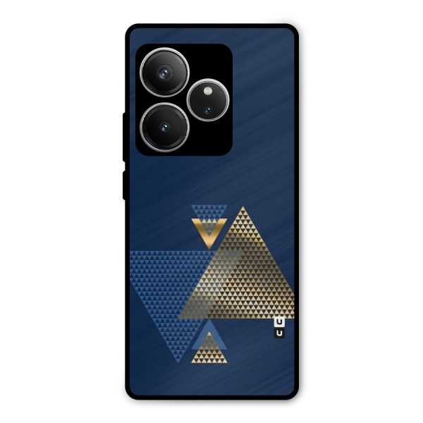 Blue Gold Triangles Metal Back Case for Realme GT 6