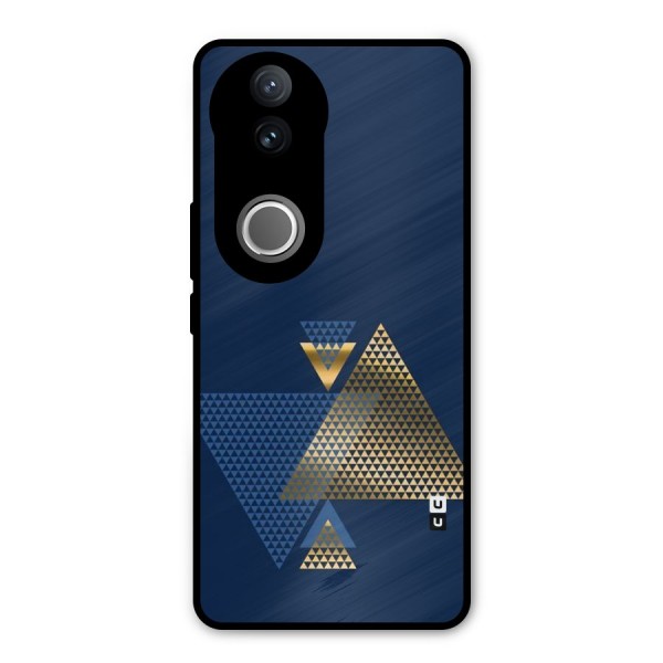 Blue Gold Triangles Metal Back Case for Vivo V50e
