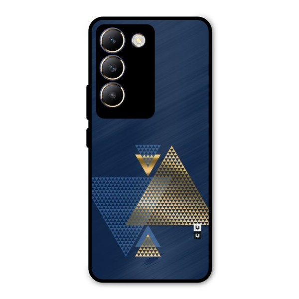 Blue Gold Triangles Metal Back Case for Vivo Y200e