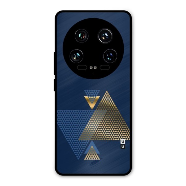 Blue Gold Triangles Metal Back Case for Xiaomi 14 Ultra