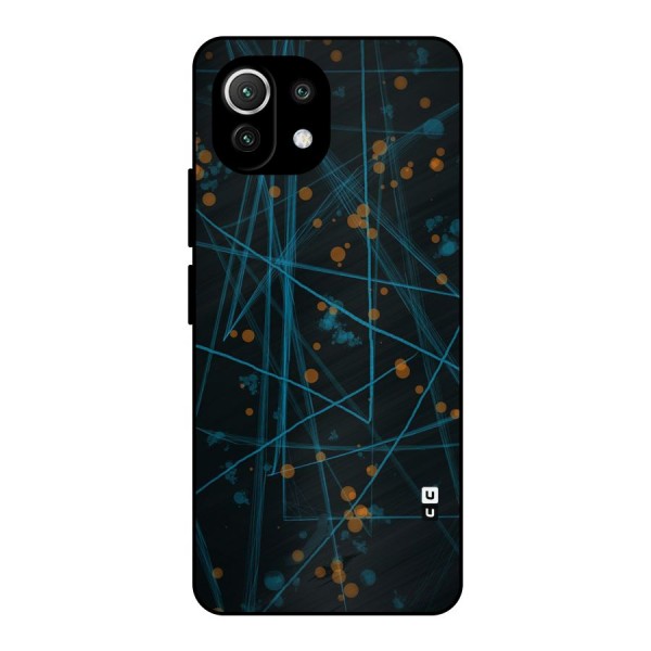 Blue Lines Gold Dots Metal Back Case for Mi 11 Lite