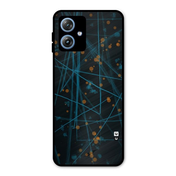 Blue Lines Gold Dots Metal Back Case for Moto G54