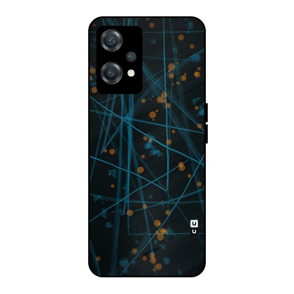 Blue Lines Gold Dots Metal Back Case for OnePlus Nord CE 2 Lite 5G
