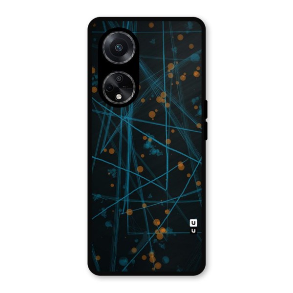 Blue Lines Gold Dots Metal Back Case for Oppo F23