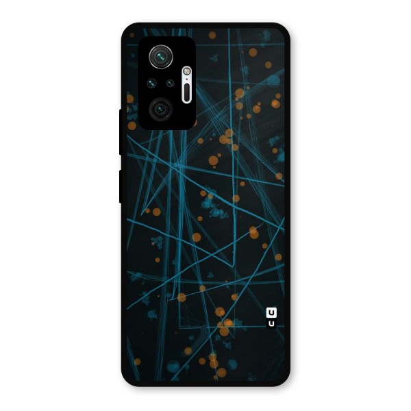 Blue Lines Gold Dots Metal Back Case for Redmi Note 10 Pro Max