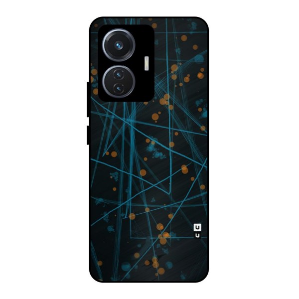 Blue Lines Gold Dots Metal Back Case for iQOO Z6 44W