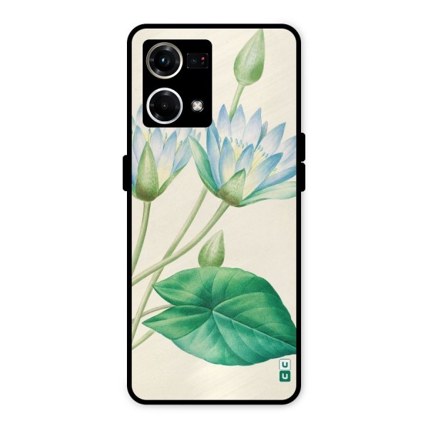 Blue Lotus Metal Back Case for Oppo F21 Pro 4G