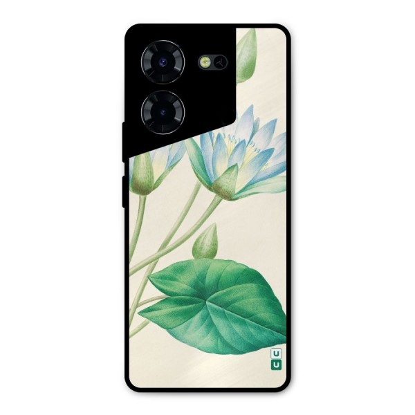 Blue Lotus Metal Back Case for Tecno Pova 5 Pro 5G