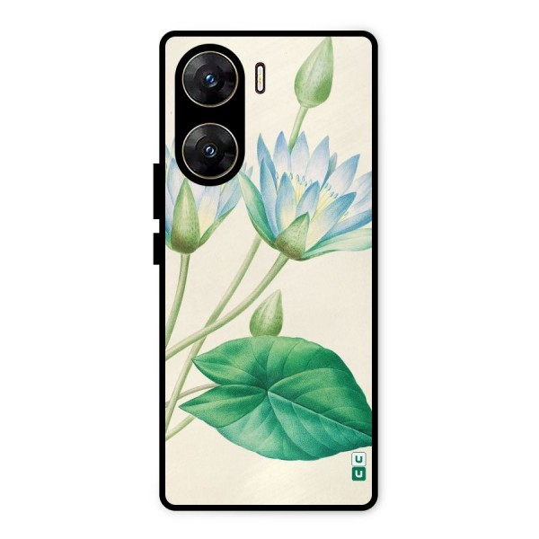 Blue Lotus Metal Back Case for Vivo V29e