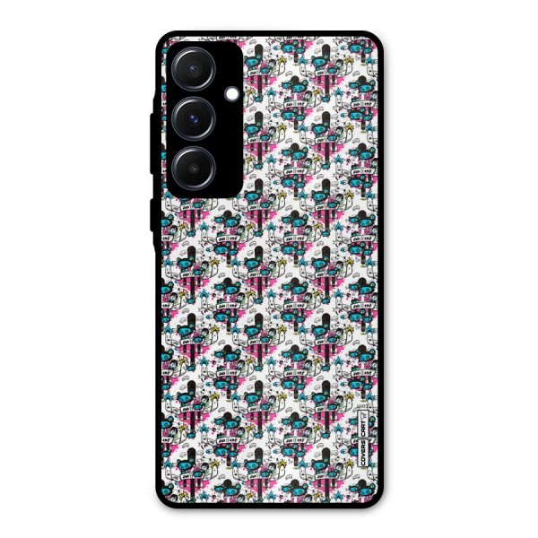Blue Pink Pattern Metal Back Case for Galaxy A55