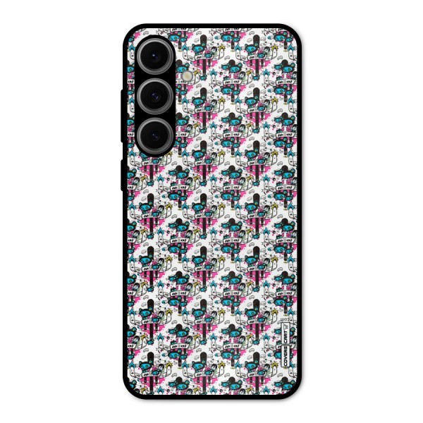 Blue Pink Pattern Metal Back Case for Galaxy S24 FE