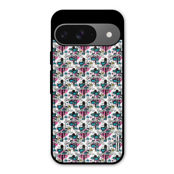 Blue Pink Pattern Metal Back Case for Google Pixel 9