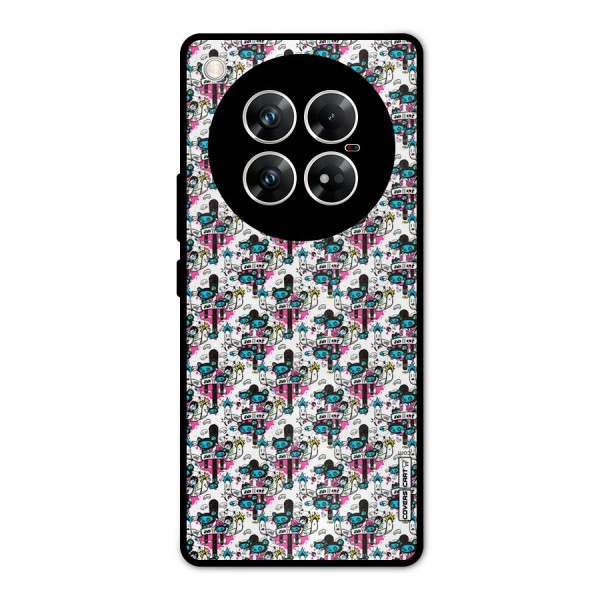 Blue Pink Pattern Metal Back Case for Infinix Zero 40 5G