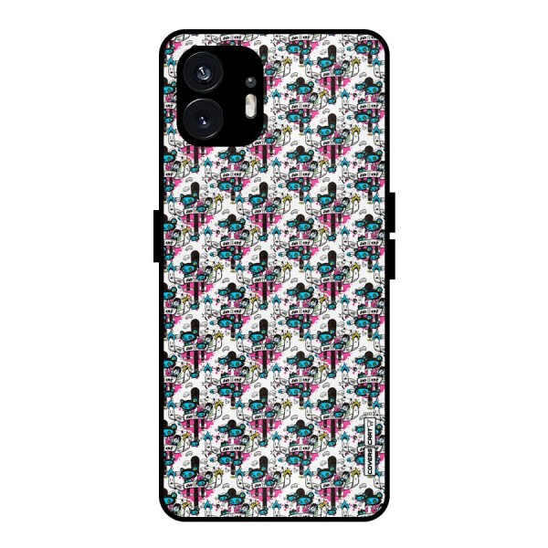 Blue Pink Pattern Metal Back Case for Nothing Phone 2